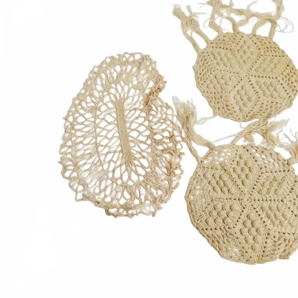 vintage, lot of 4 handmade crochet doilies Assorted Shapes and Sizes Granny Chic